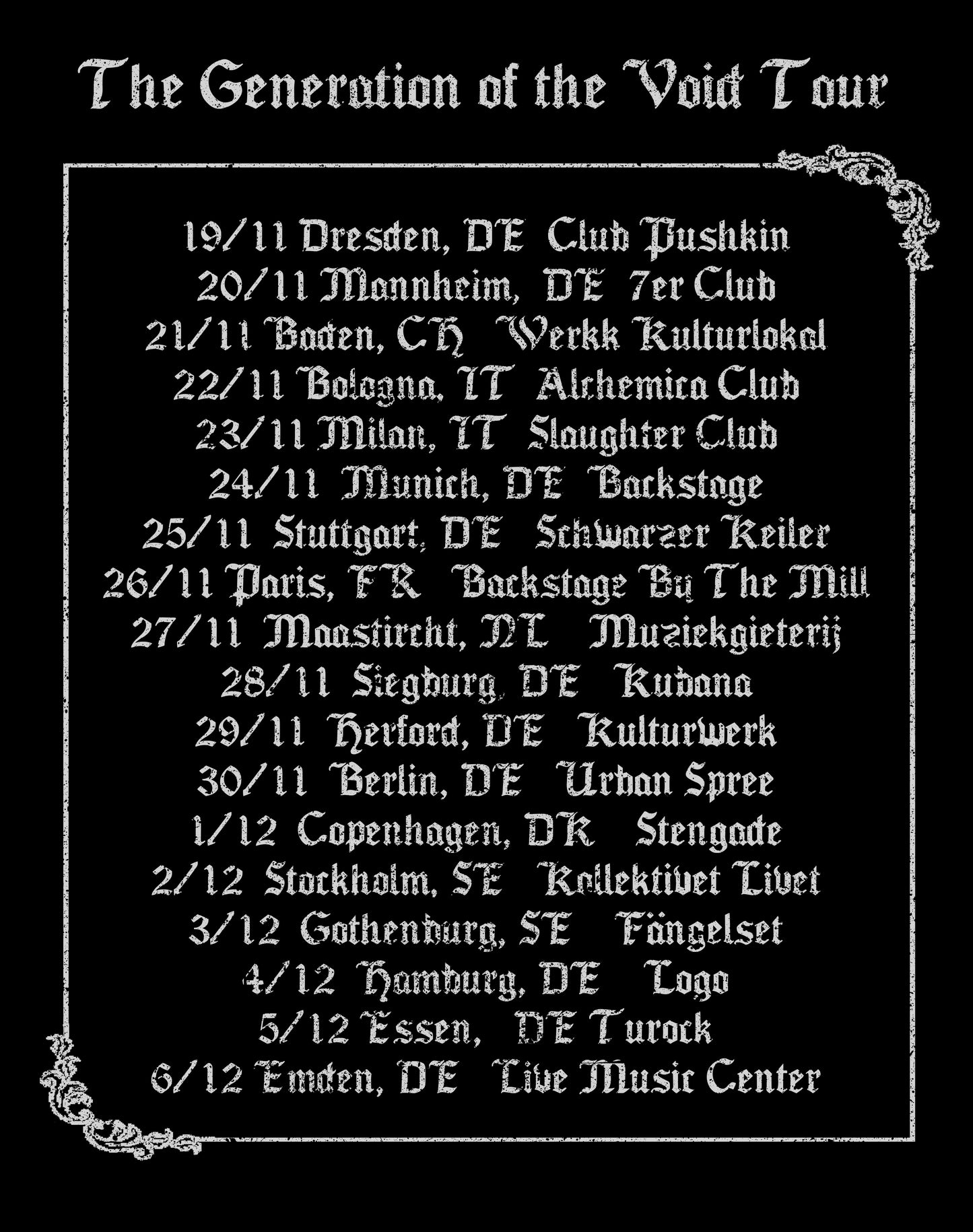Generation of the Void Tour Tour Shirt